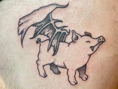 Naakte gelekte OnlyFans-foto van The Inked Pig